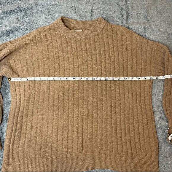 Aerie Tan Rib Knit Scoop Neck Long Sleeve Sweater Fall Winter Cozycore Size XXS - Picture 5 of 10